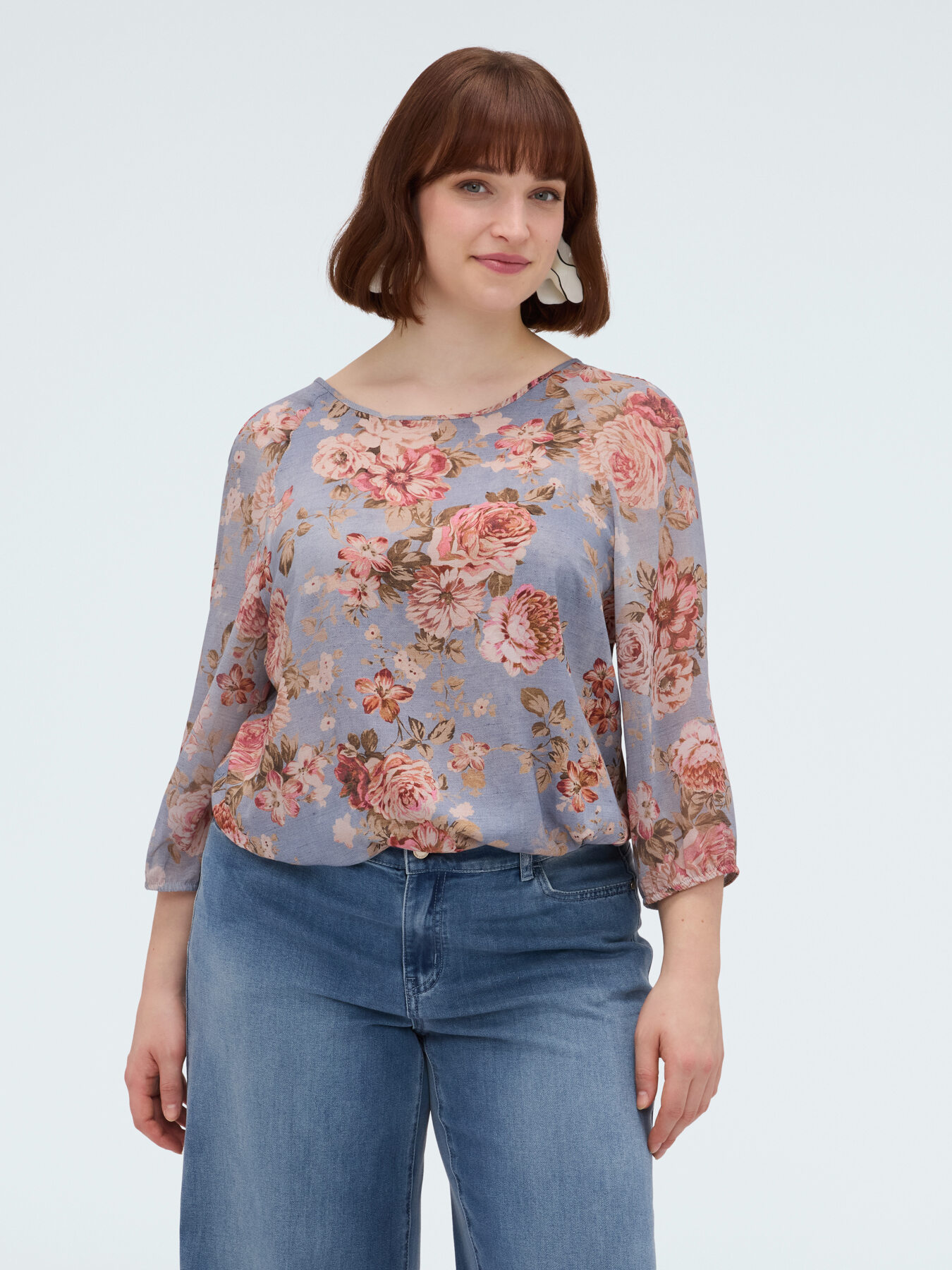 Blusa con estampado floral de viscosa image number 0