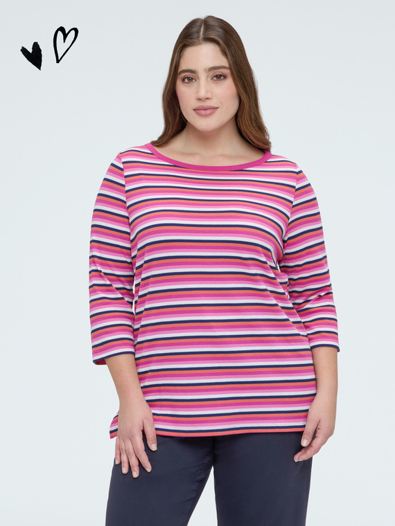 T-Shirt aus Jersey mit mehrfarbigen Streifen