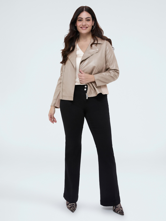 Biker jacket with stretch fabric inserts