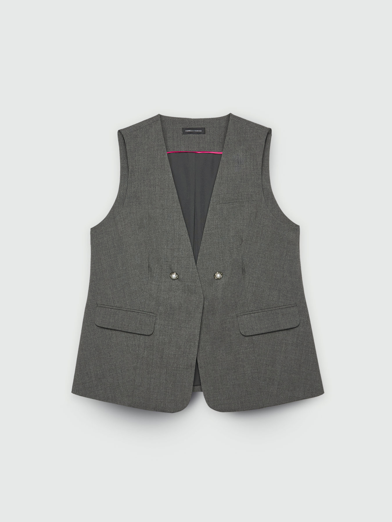 Grey m&eacute;lange fabric waistcoat image number 6
