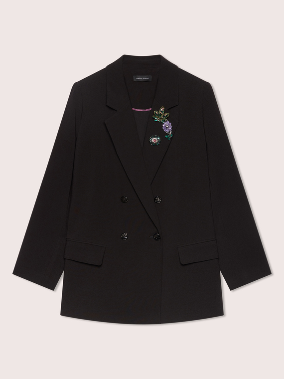 Double-breasted blazer with jewel embellishment