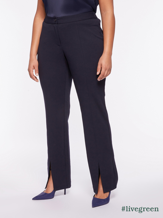 Fiorella Rubino - Pantaloni con spacchi al fondo Donna, Blu Taglia: XS (44-46 IT)