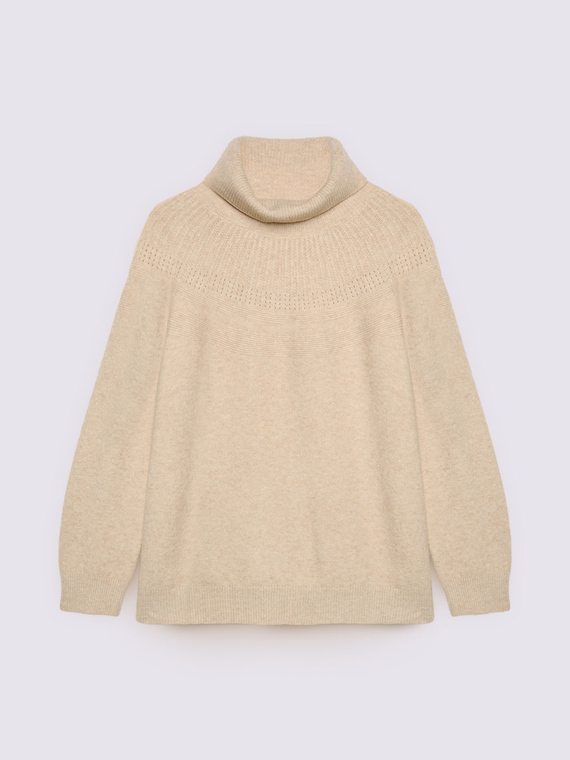 Maglia dolcevita con dettagli traforati - vista alternativa | Fiorella Rubino