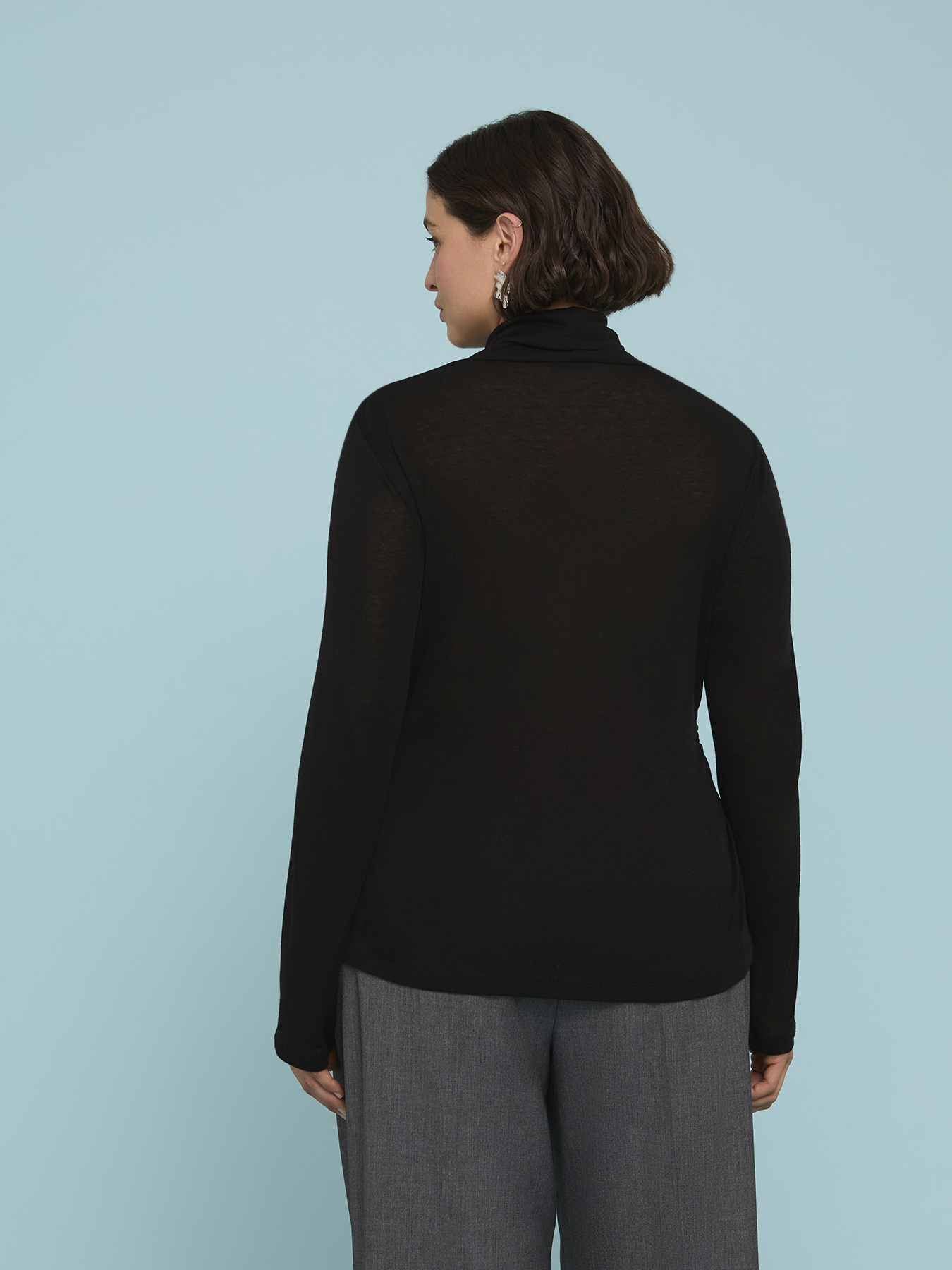 Wool blend jersey turtleneck t-shirt image number 1