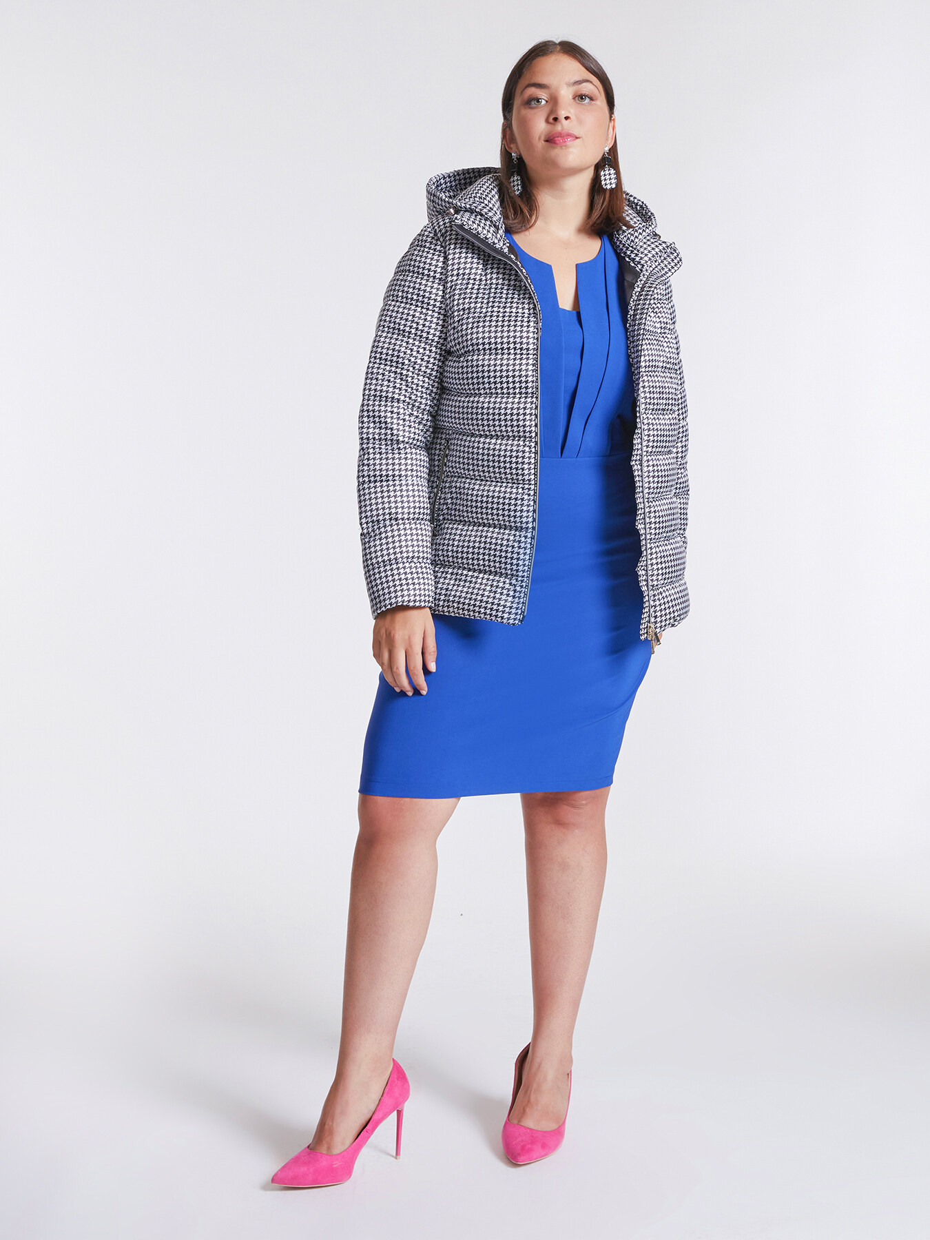 Doudoune avec imprim&eacute; pied de poule image number 2