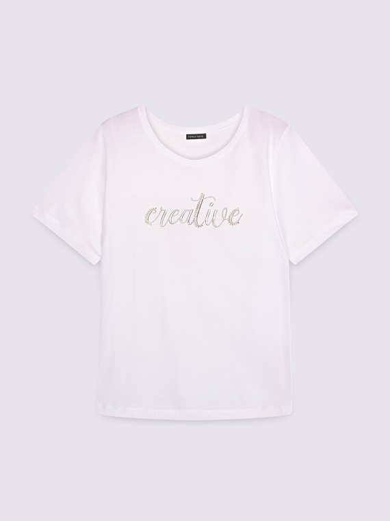 Jersey T-shirt with embroidered text