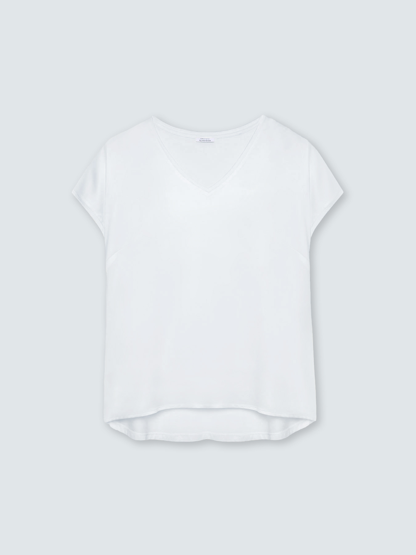 Zweistoffiges T-Shirt mit V-Ausschnitt image number 4