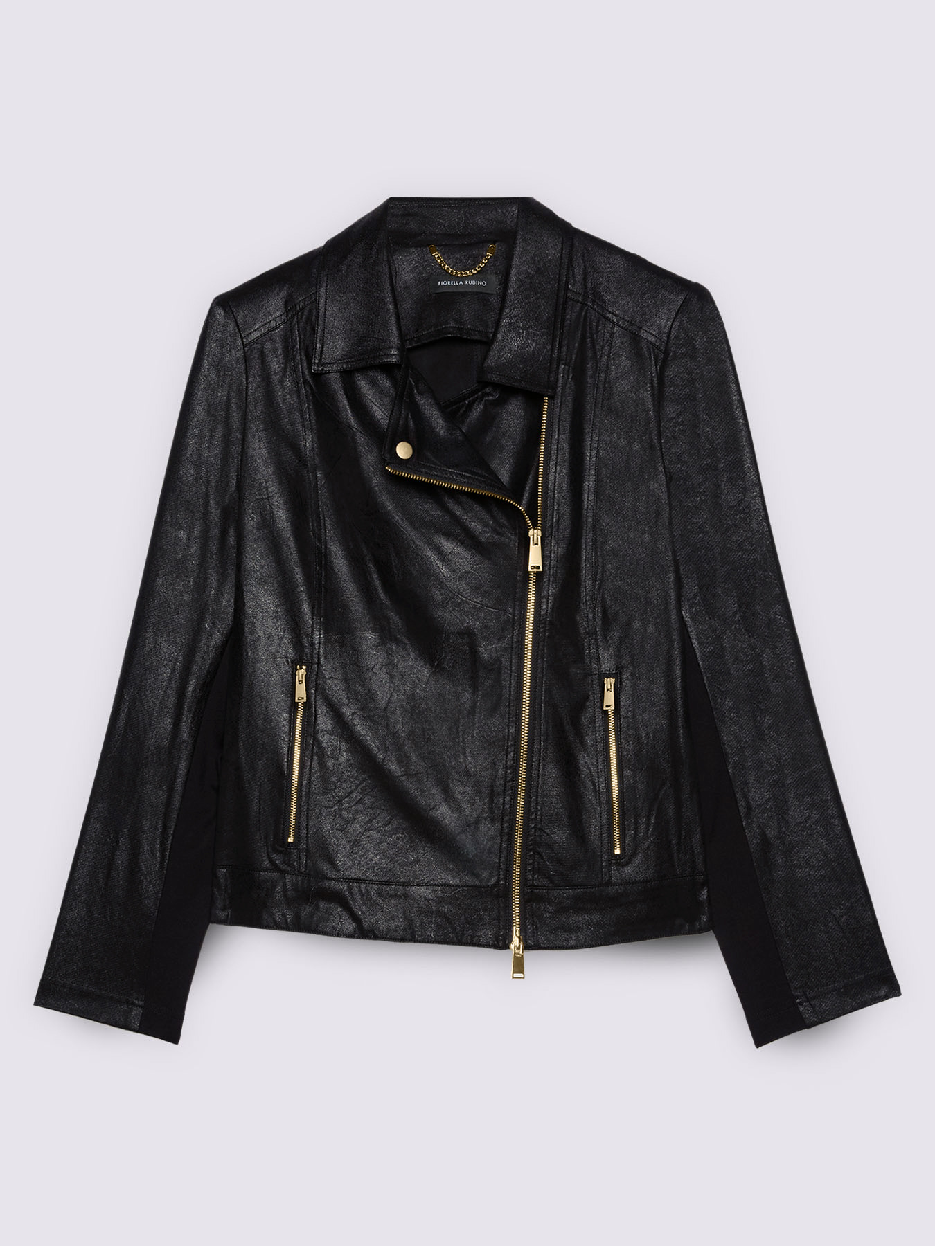 Suede-effect biker jacket with gold zip image number 5