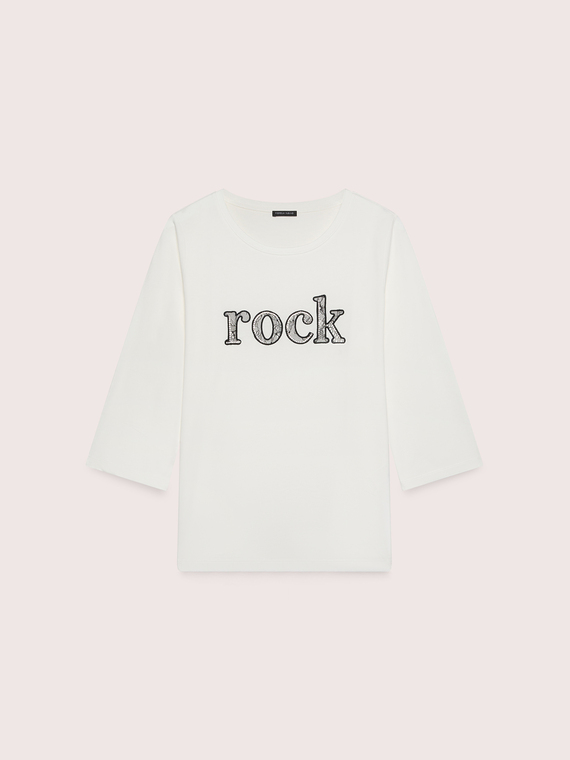 Cotton T-shirt with lace lettering