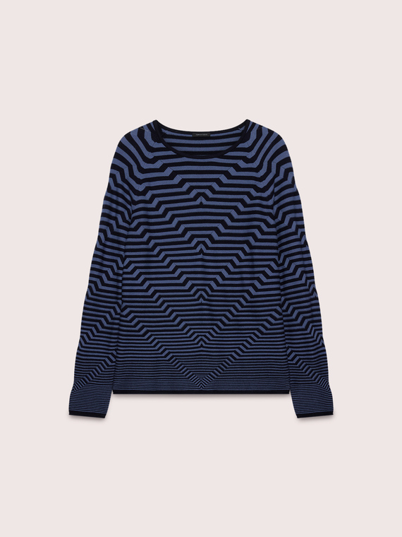 Gestreifter Strickpullover mit Carr&eacute;-Ausschnitt