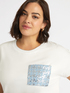 Camiseta con bolsillo en denim bordado con lentejuelas image number 2