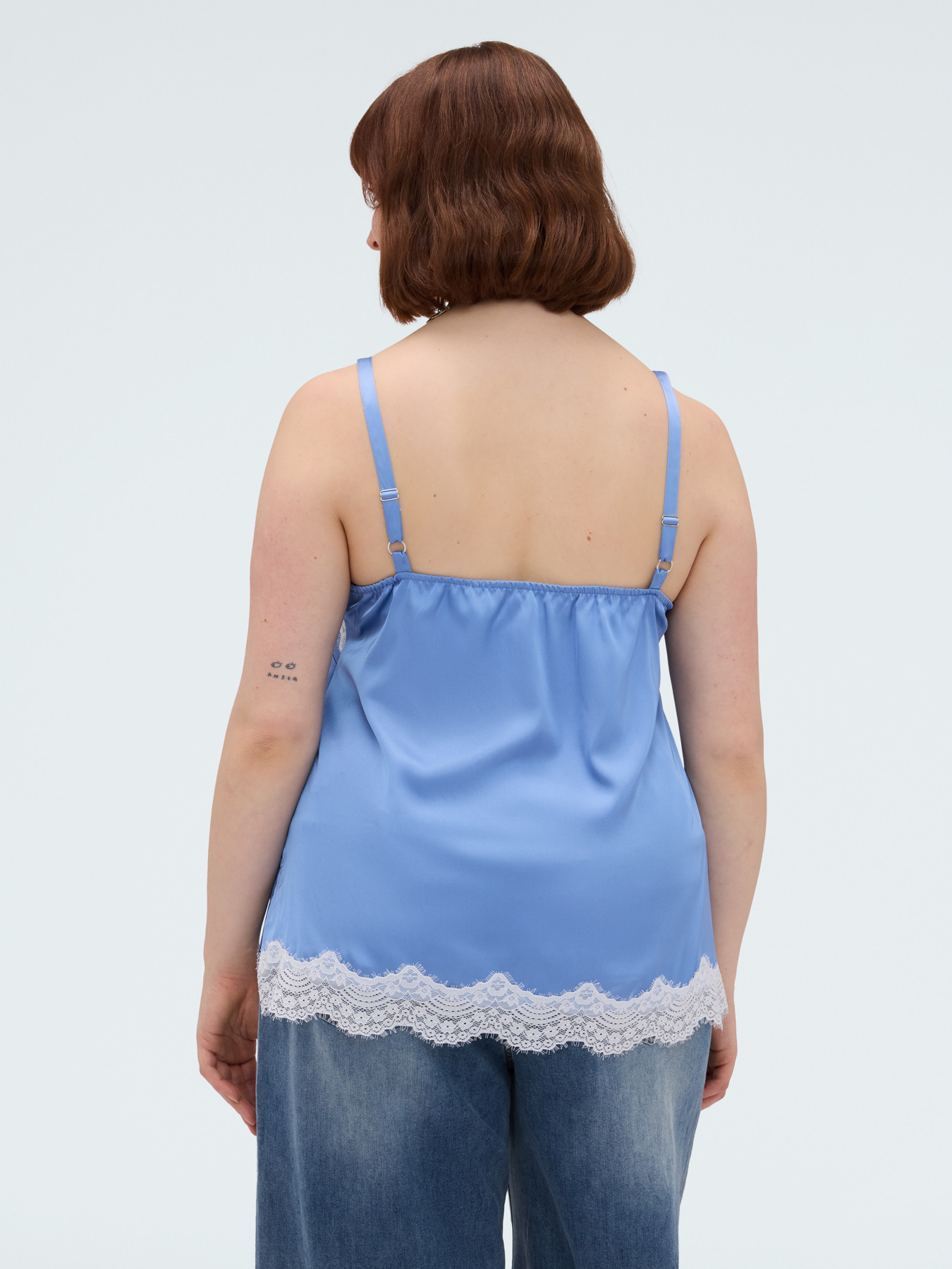 Satin top with lace details image number 1