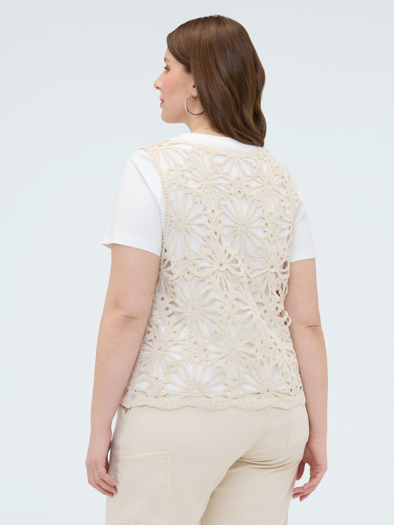 Camiseta con top de crochet image number 2