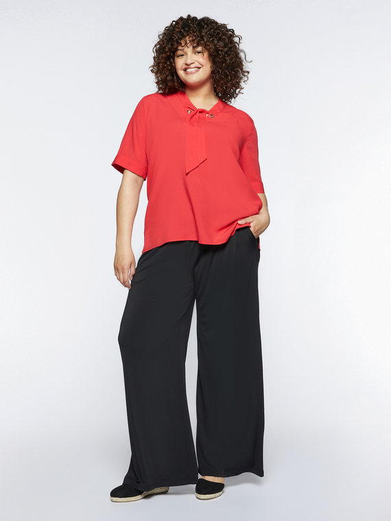 Fiorella Rubino - Blusa con occhielli in viscosa ECOVERO™ Donna, Rosso Taglia: 45 (54 IT)