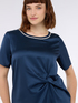 Bi-material t-shirt with draping and rhinestones image number 3