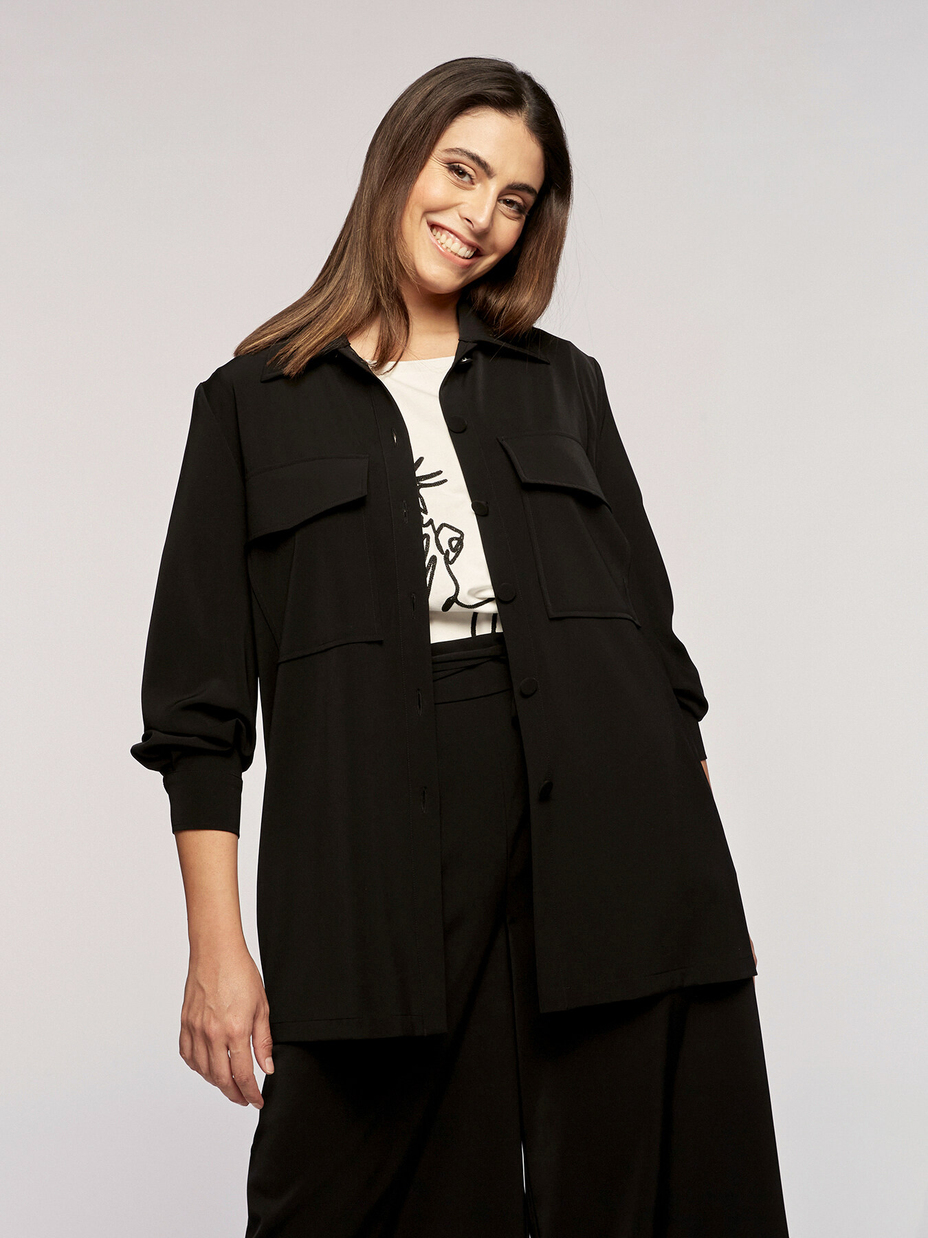 Camicia giacca in tessuto fluido image number 0