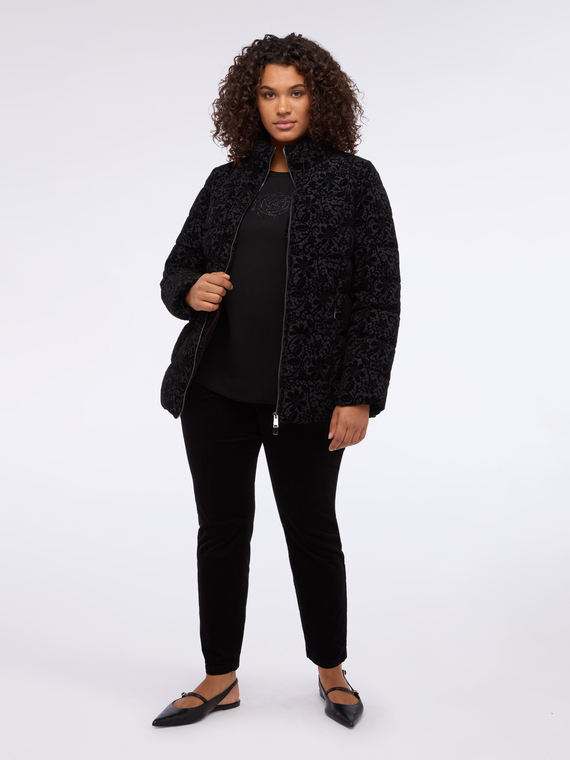 Lace-worked down jacket