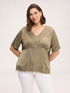 Satin blouse with lace details image number 0