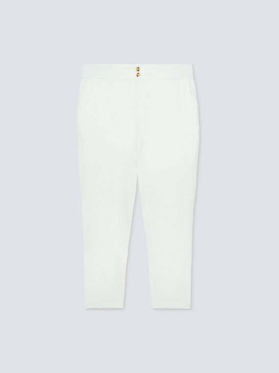 Straight linen and viscose trousers