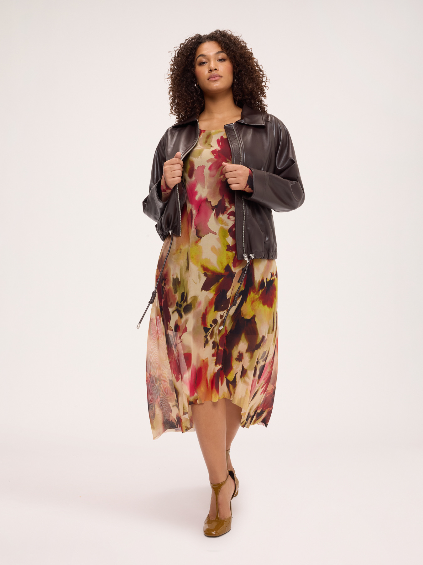 Flared tulle dress with print image number 4