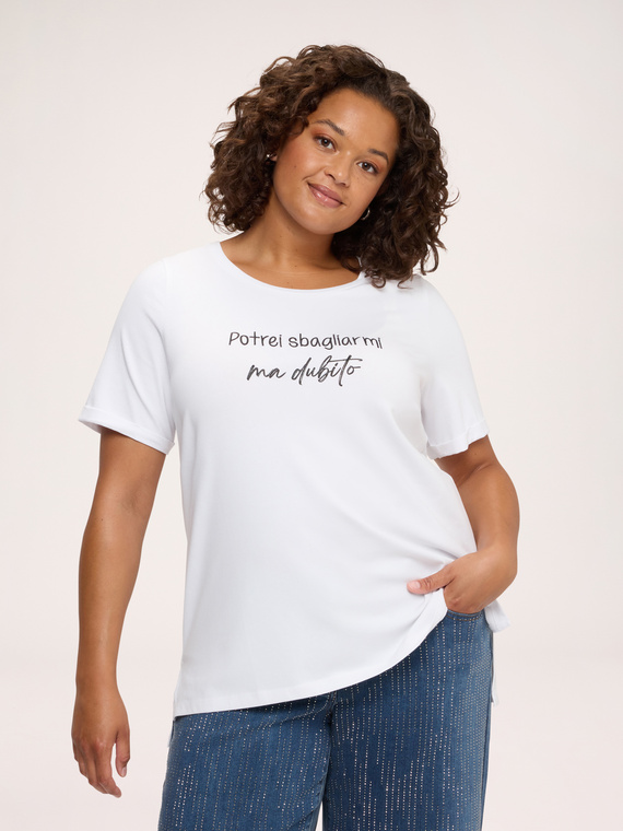 Cotton t-shirt with ironic slogan