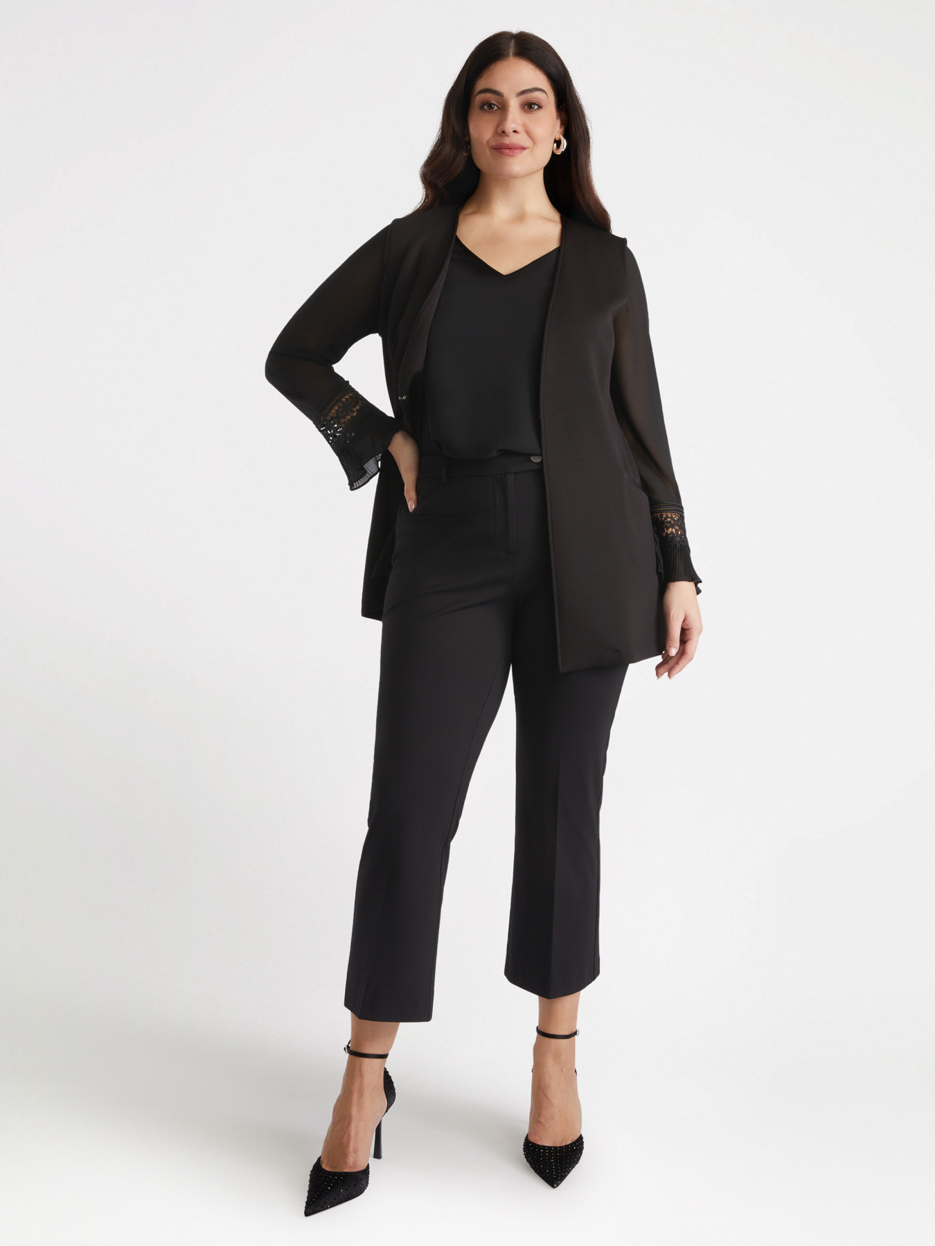 Milano knit fabric kick flare trousers image number 3