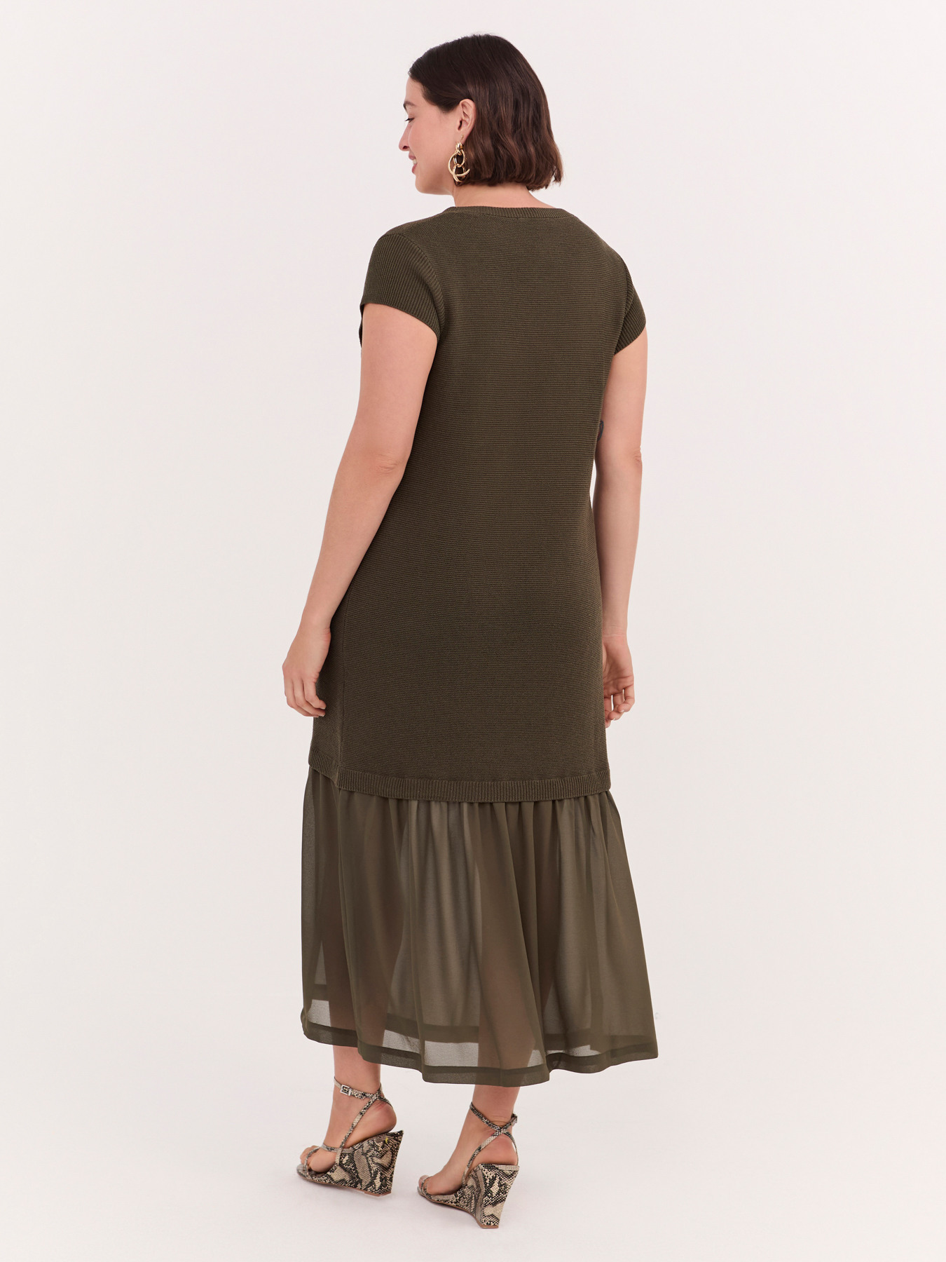 Robe longue en tricot avec volant image number 1