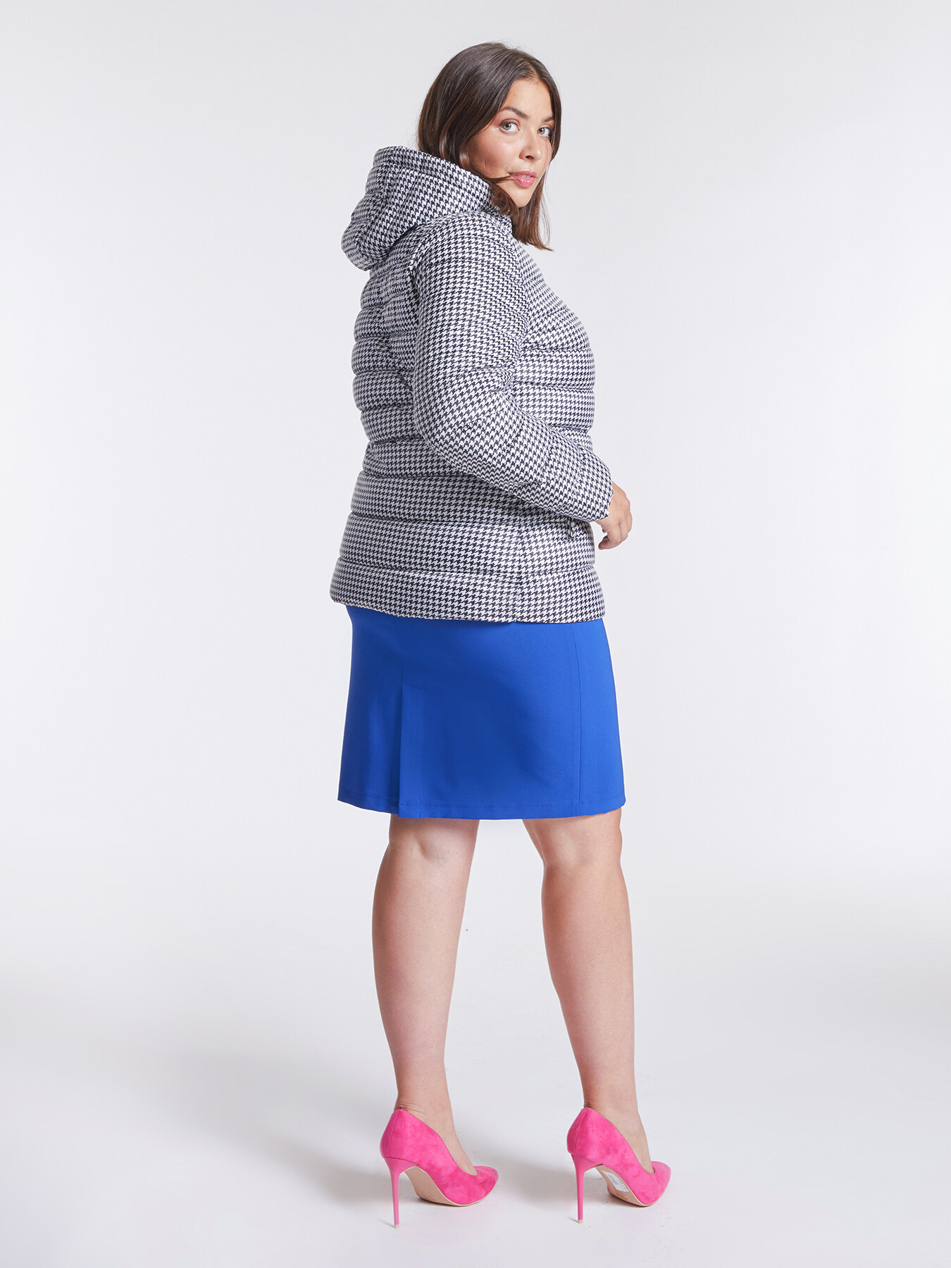 Doudoune avec imprim&eacute; pied de poule image number 1