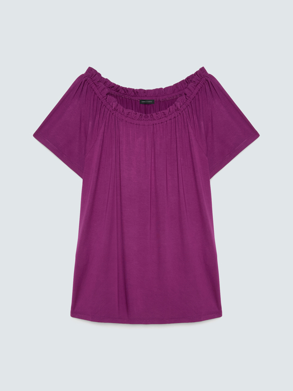 Off-shoulder t-shirt in viscose jersey