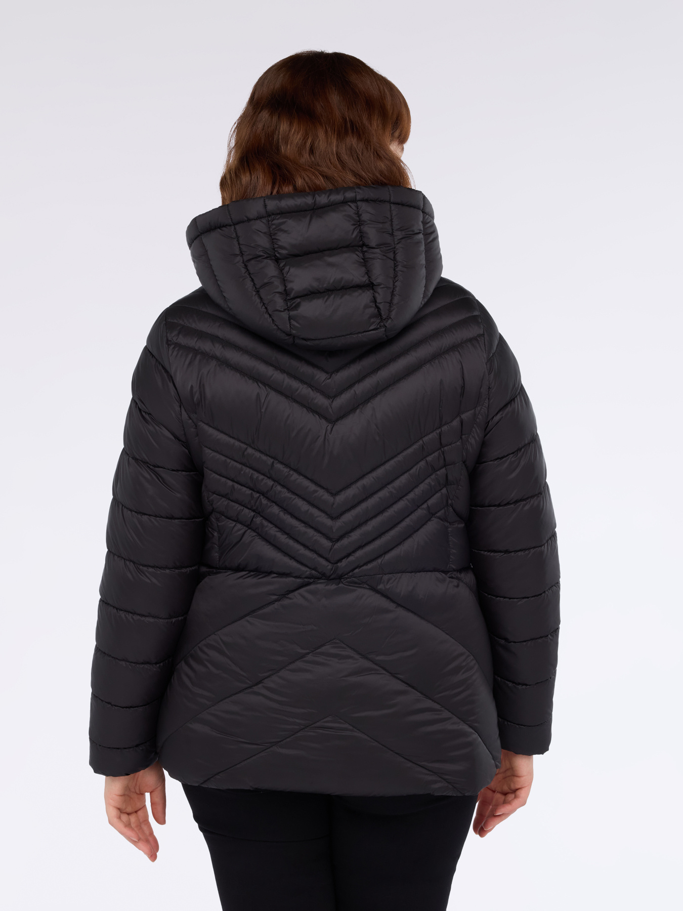Quilted down jacket with chevron pattern and hood image number 1