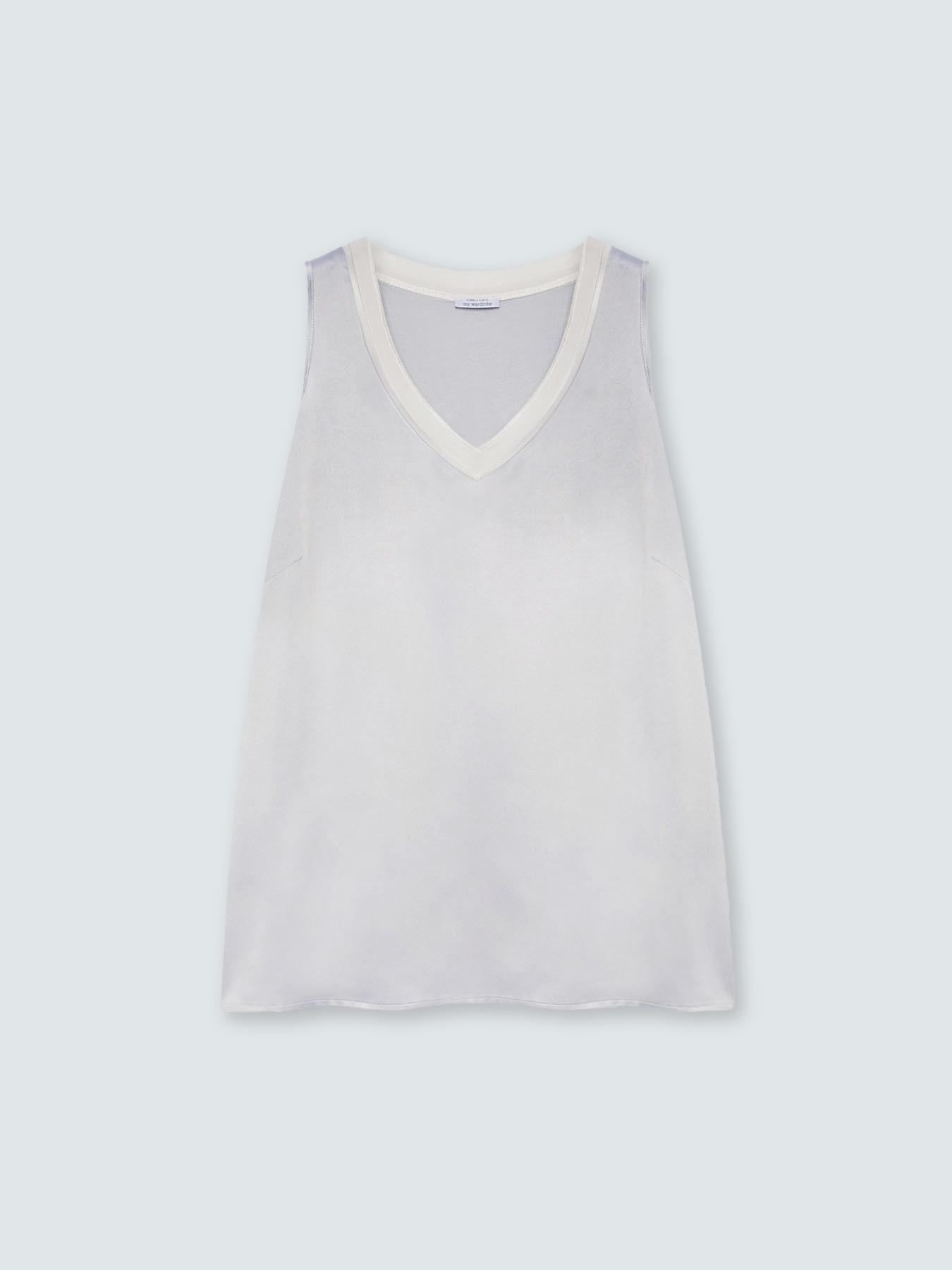 Two-material top with V-neck image number 0