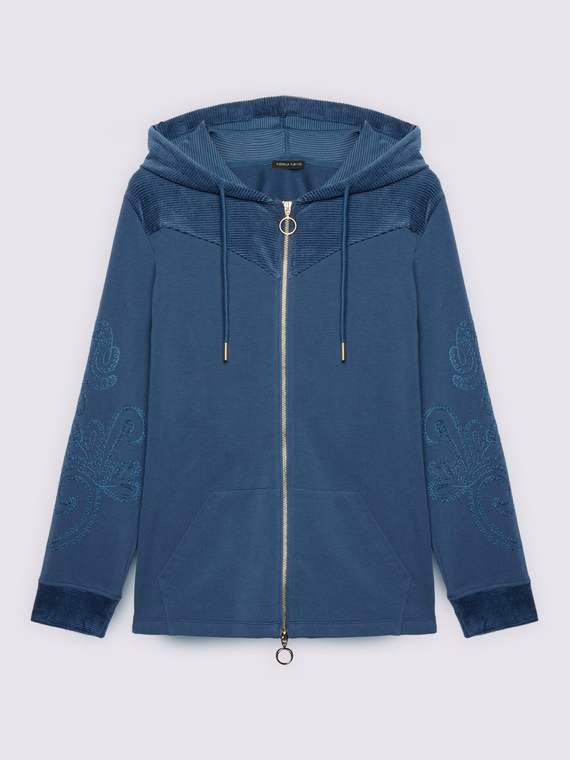 Open hoodie with floral embroidery