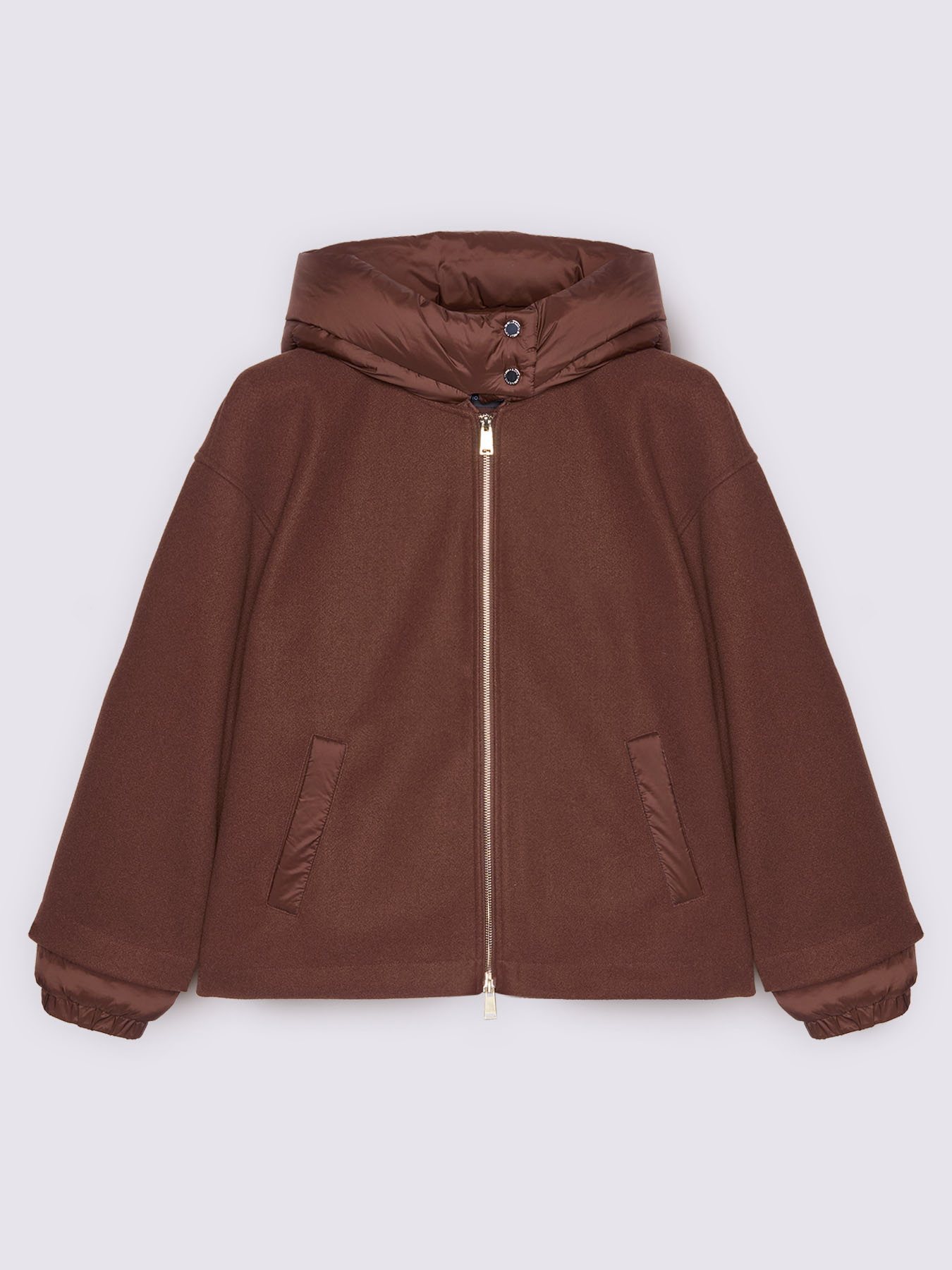 Two-material jacket with hood and zip image number 4