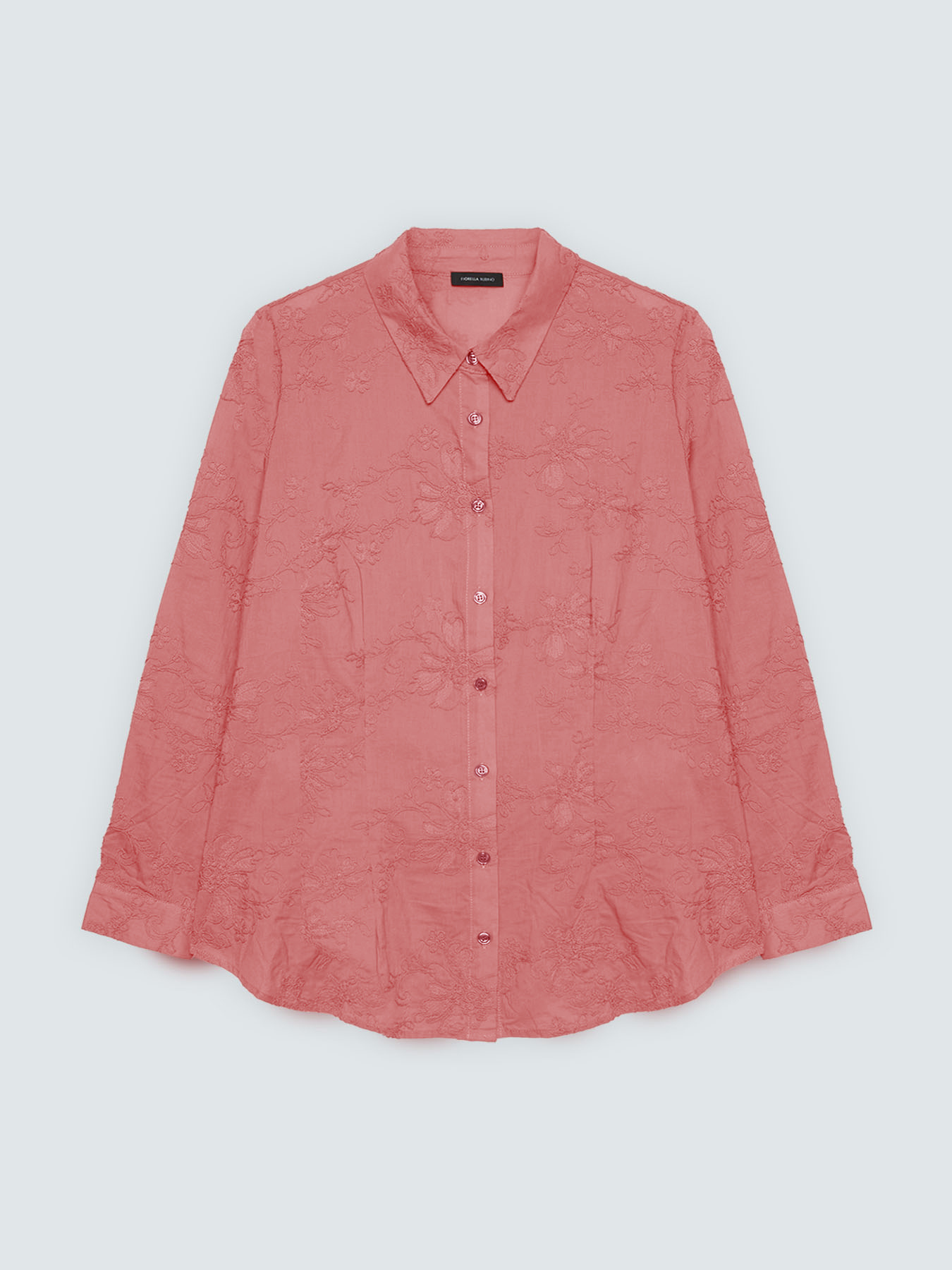 Camicia con ricami floreali tono su tono image number 4