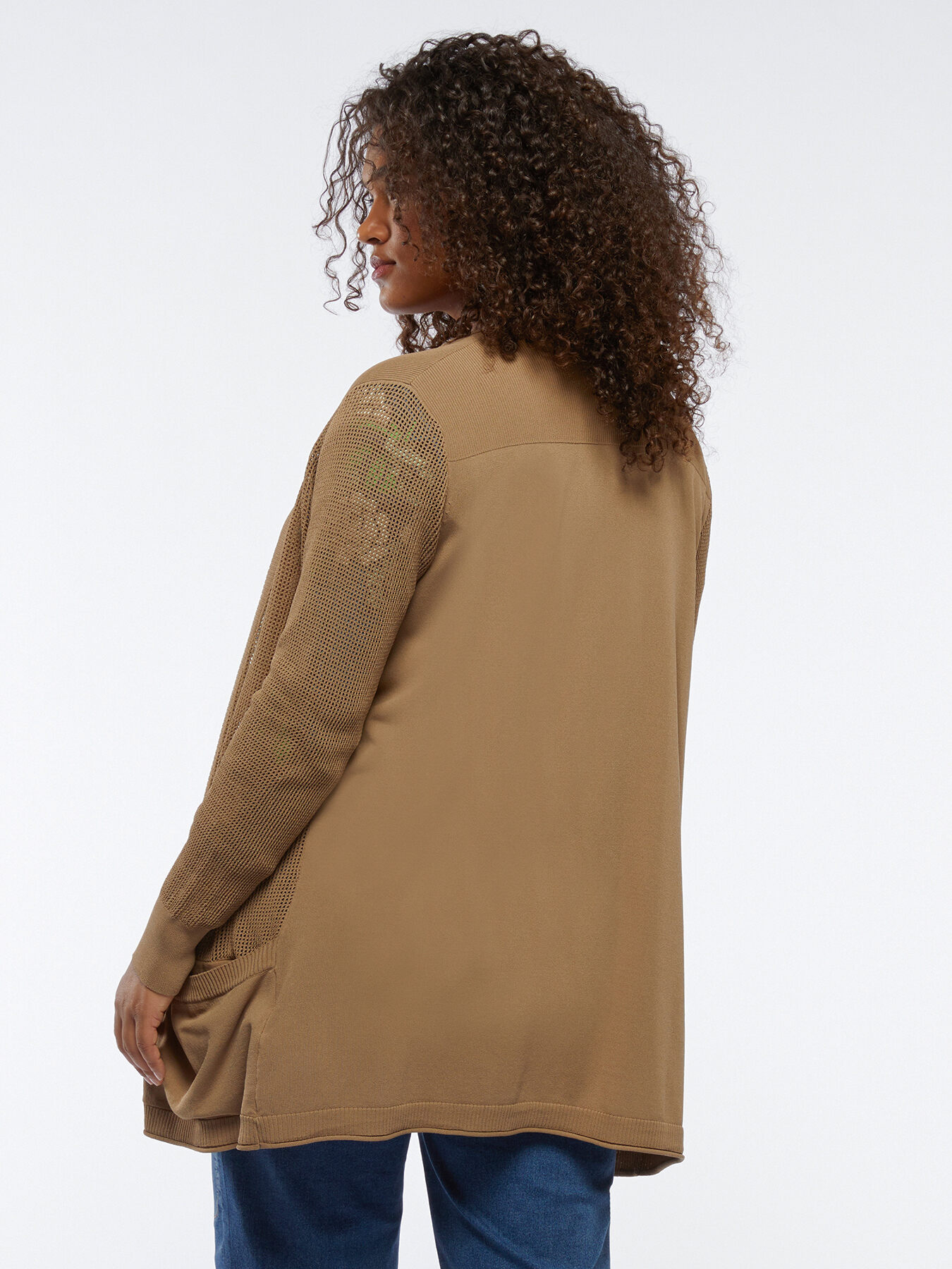 Cardigan con tasche e parti a rete image number 1