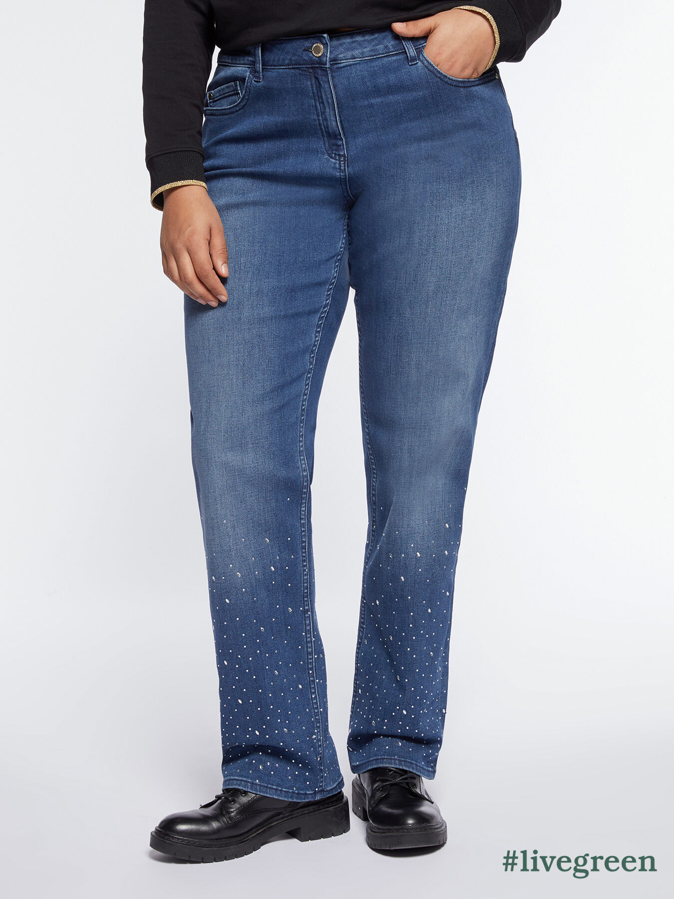 Smeraldo regular fit jeans with rhinestones image number 0