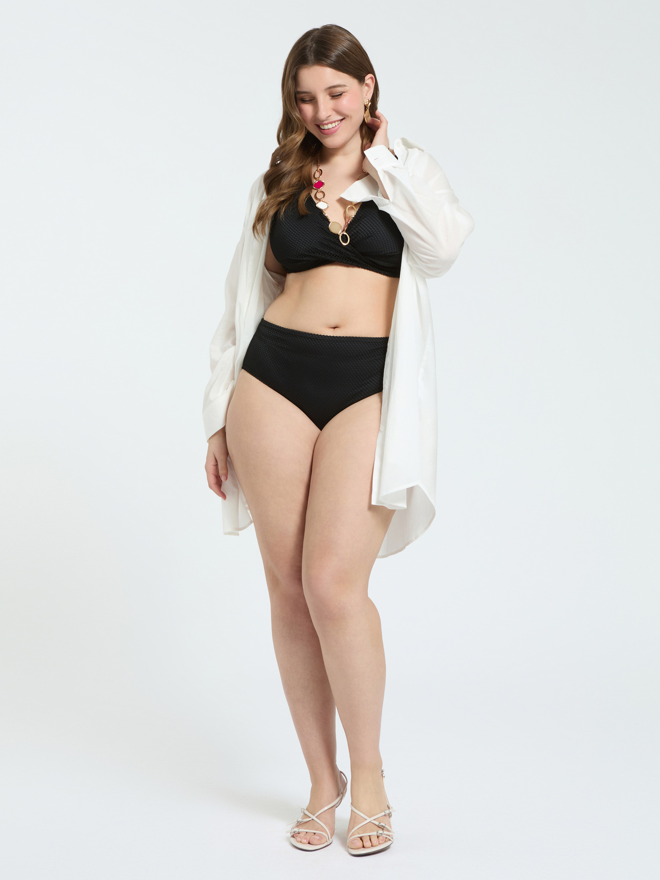 Bikini en r&eacute;sille avec d&eacute;collet&eacute; crois&eacute; image number 3
