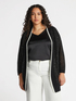 Long cardigan with white trims and tiny sequins image number 0