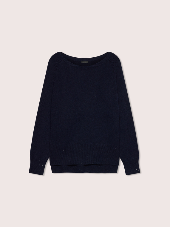 Crew-neck sweater with micro sequins