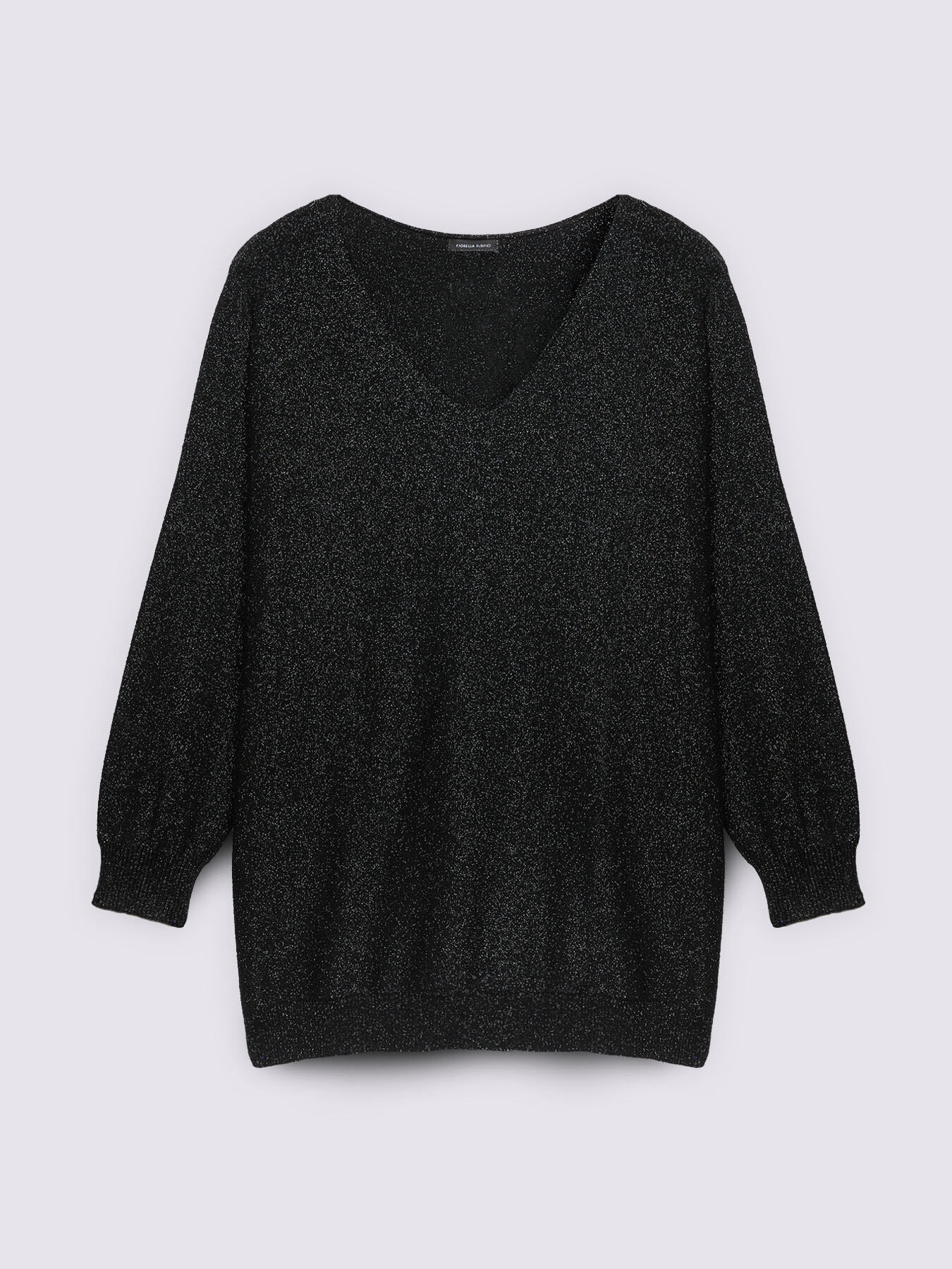 V-neck sweater in laminated fabric image number 4