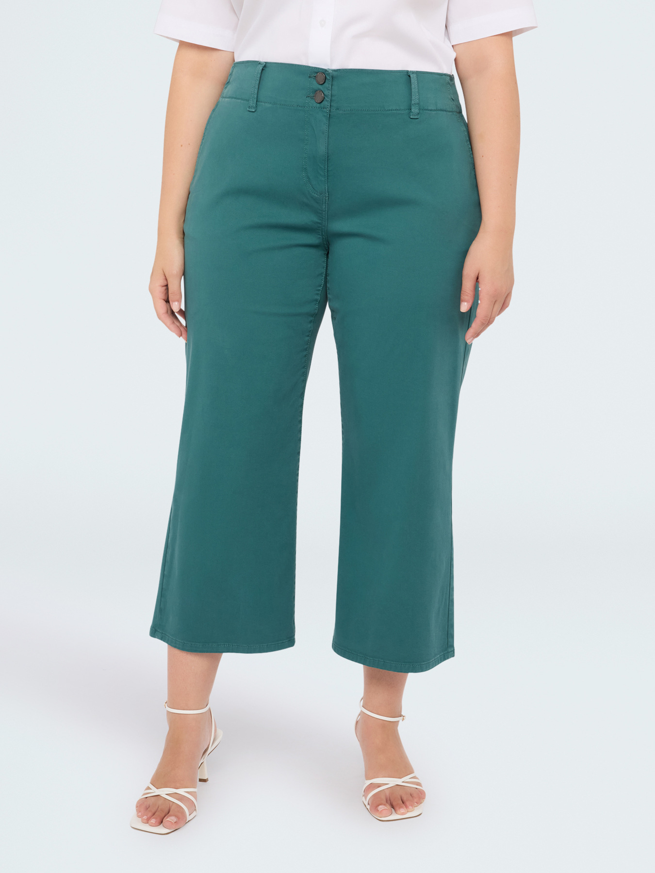 Cropped cotton blend trousers image number 2