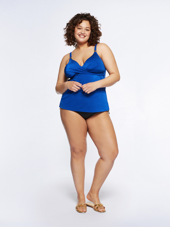 Tankini with crossover on the front