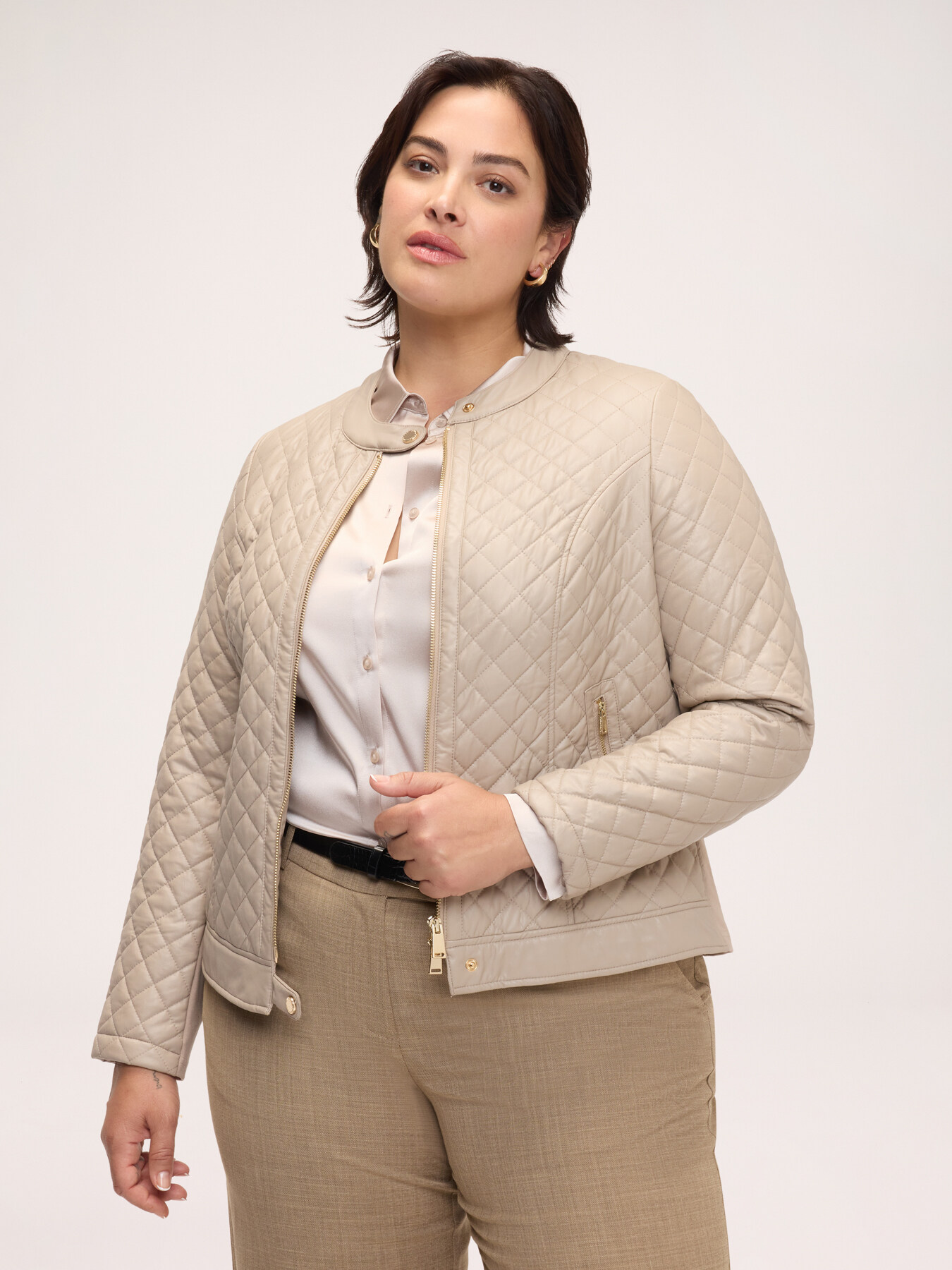 Chaqueta biker acolchada con rombos image number 0