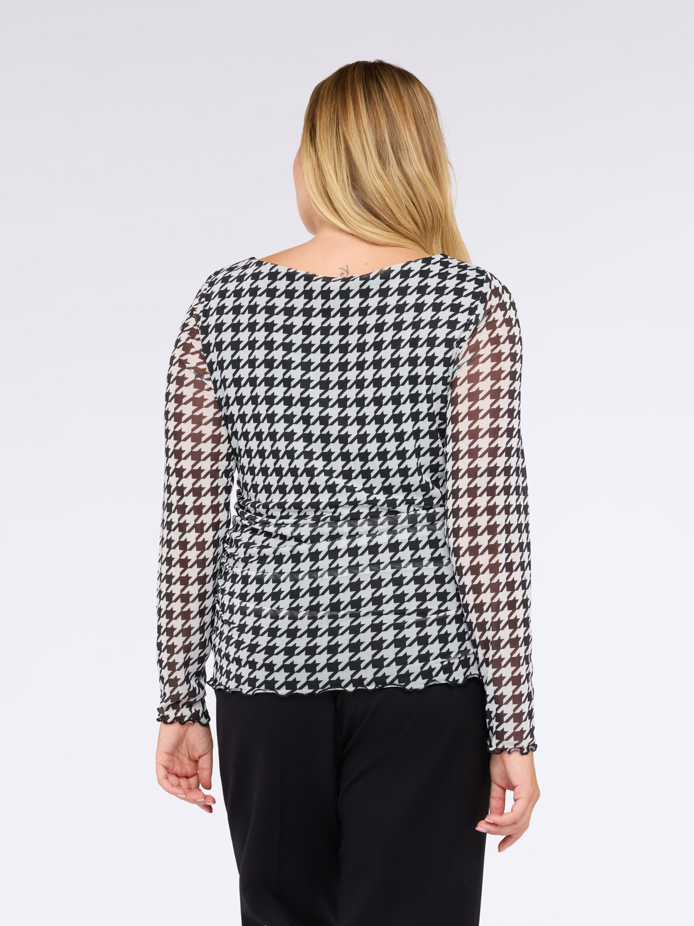 T-shirt en tulle motif pied-de-poule image number 1