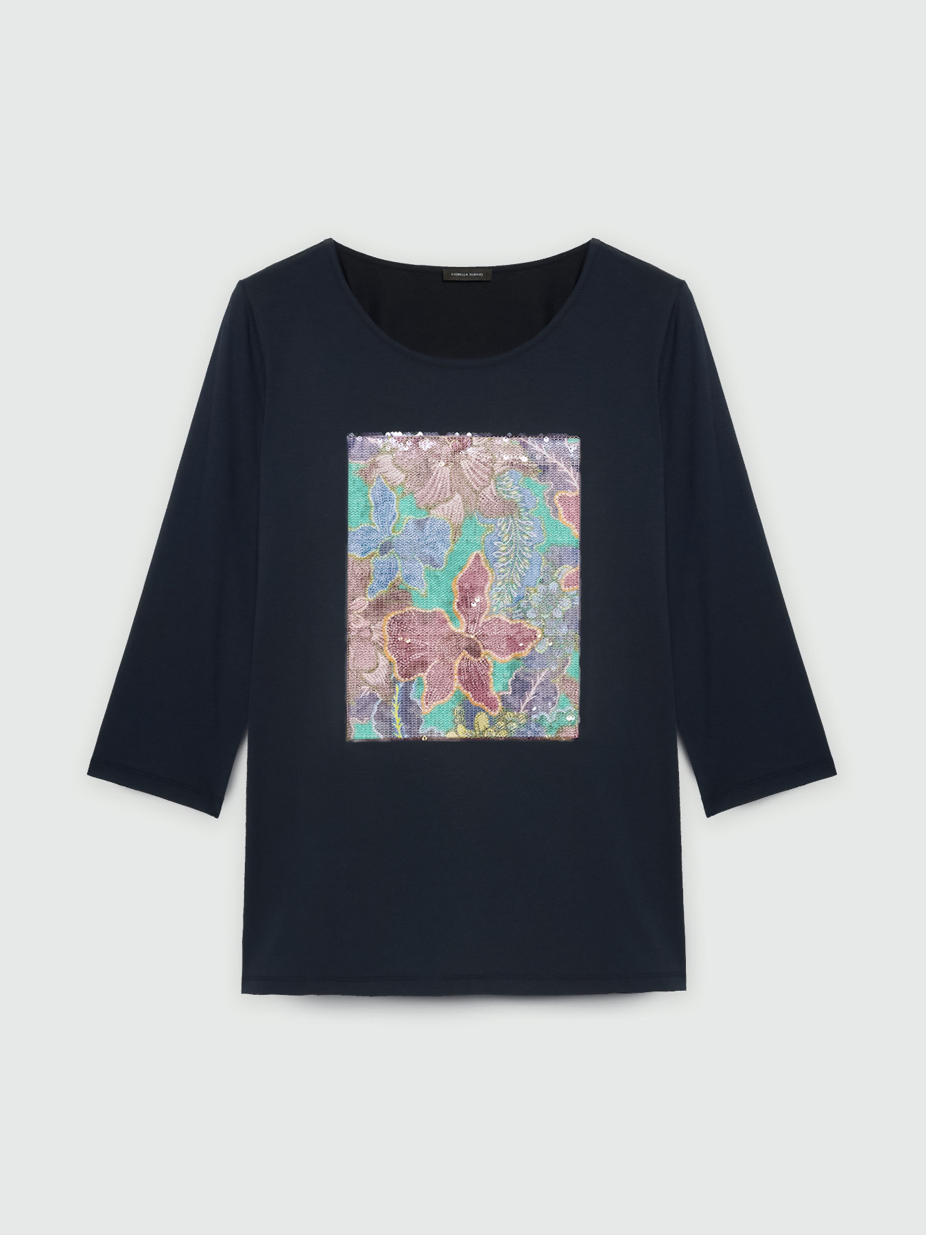 T-shirt con stampa floreale e paillettes image number 4