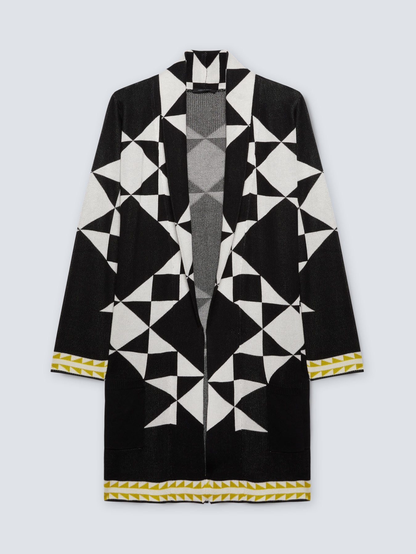 Long geometric patterned cardigan image number 4