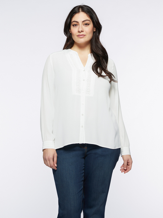 Fiorella Rubino - Blusa con pieghe davanti Donna, Bianco Taglia: 45 (54 IT)