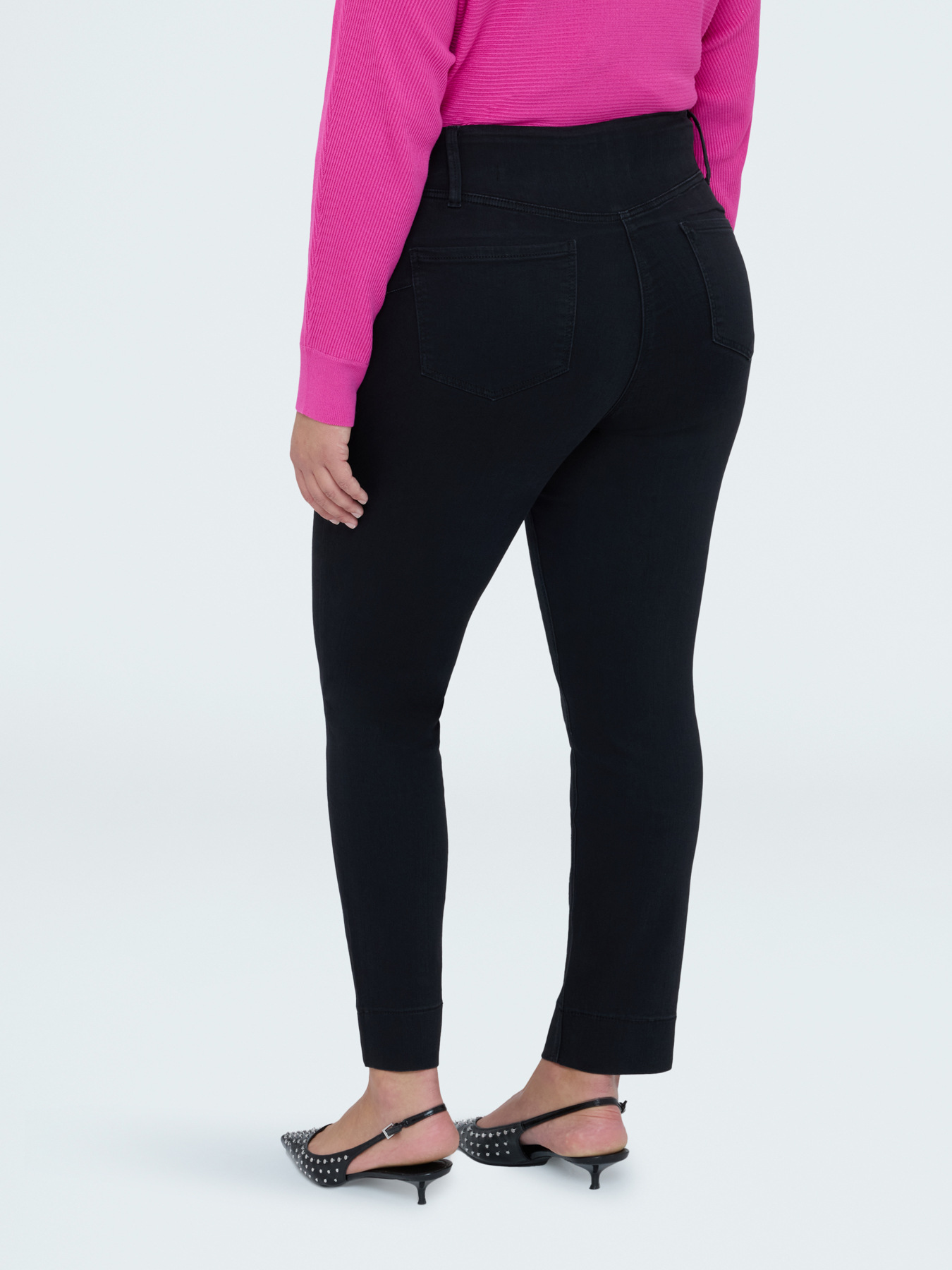 Jeggings in denim black con bottoni decorativi image number 1