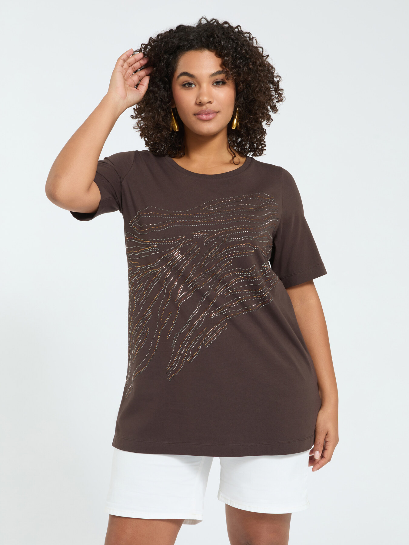 Cotton t-shirt with zebra print hotfix image number 0