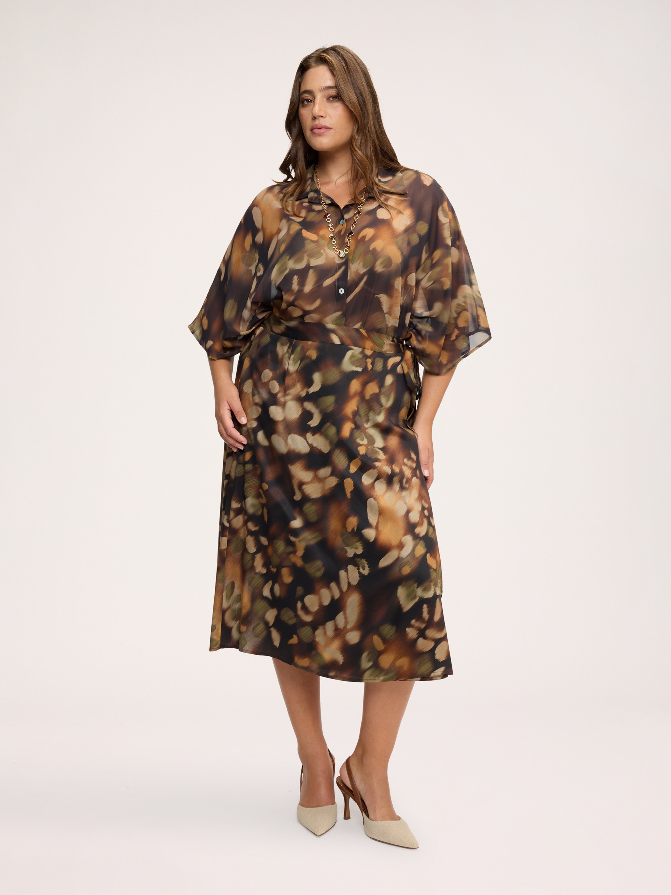 Kimono-Bluse mit Print aus Georgette image number 2